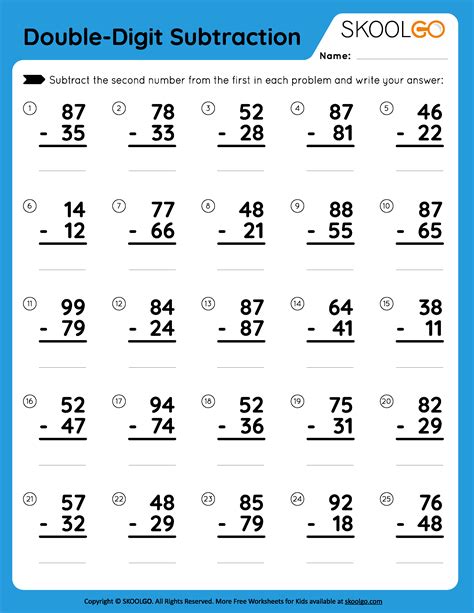 three digit subtraction worksheets|2 Digit Subtraction Worksheets .